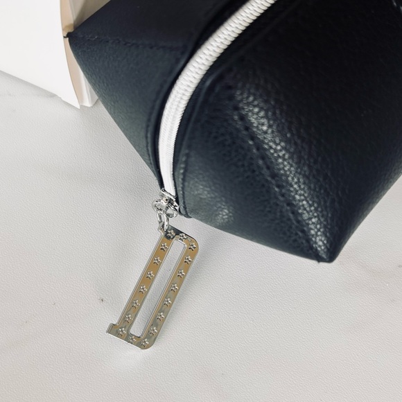 DIOR Black Faux Leather Cosmetic Pouch Makeup Bag Case Embossed Logo New - Picture 6 of 14